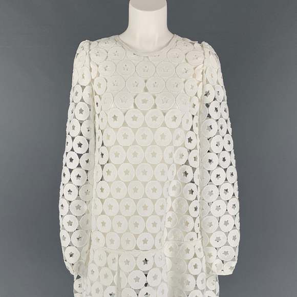 Nº21 White Polyester Eyelet Dropped Waist Dress - Picture 2 of 8